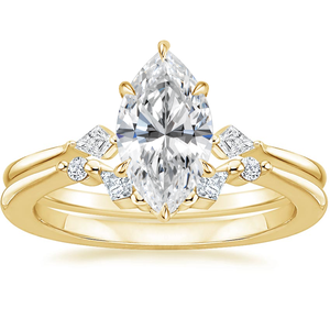 Elegante juego de anillos de diamantes de corte Marquesa cultivado en laboratorio de plata 925, piedras laterales en forma de cometa para compromiso de fiesta/regalo de boda para ella - Product Image 1