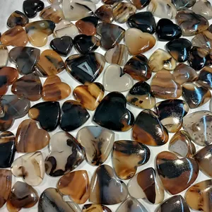Pierre précieuse en forme de cœur en agate naturelle de qualité supérieure multicolore faite à la main pour l'artisanat et la fabrication de bijoux - Product Image 1