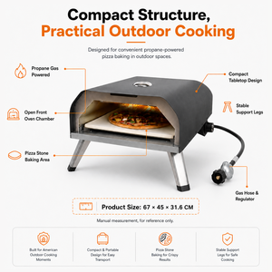 Four à <span class=keywords><strong>pizza</strong></span> professionnel 12/16 pouces - <span class=keywords><strong>Gaz</strong></span> propane, rotation automatique - Appareil à <span class=keywords><strong>pizza</strong></span> en acier inoxydable homologué ETL pour cuisson à haute température en 60 secondes - Product Image 3