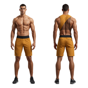 Pantalones Cortos Deportivos Premium para Hombre, Color Mostaza Dorado, Elásticos y Modernos, para Entrenamiento Atlético - Product Image 1