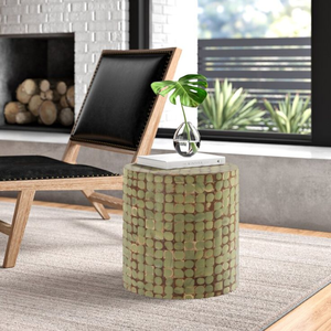 Mesa de tambor con incrustaciones de cáscara de coco Natural de alta calidad, mesa de acento de estilo bohemio, muebles de sala de estar, venta al por mayor de Vietnam - Product Image 5