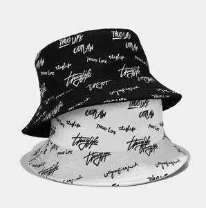 Topi Bucket Unisex, topi ember Logo kustom mode harga grosir, topi matahari pakaian dua sisi uniseks, topi ember luar ruangan pribadi