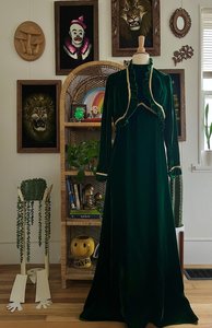 Conjunto de Abaya Personalizado al por Mayor, Vestido de Lujo con Estampado 3D de Satén y Terciopelo con Lentejuelas y Chaqueta, Ropa Islámica de Invierno, Estilo Indio - Product Image 5