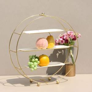 Modern Classic Gold Metal 3-Tiered Dessert Stand Single Pack for <b>Home</b> <b>Storage</b> & Food <b>Organization</b> - Product Image 1