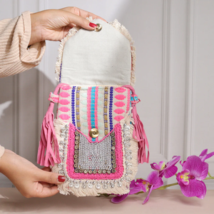 Exclusivo diseñador Banjara Boho Beaded Ladies Sling Bag Accesorio de noche hecho a mano por glowin fashion - Product Image 4