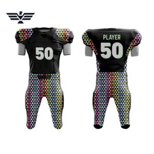 Conjunto de uniforme de fútbol americano personalizado 100% poliéster transpirable manga corta sublimación impresa color personalizado y logotipo - Product Image 1