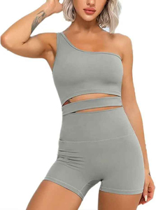 บราเล่นกีฬาปรับแต่งได้เปิดไหล่ข้างเดียวชุดโยคะน้ำหนักเบาไร้รอยต่อผ้ายืดขนาดพิเศษออกแบบได้ตามต้องการ - Product Image 5