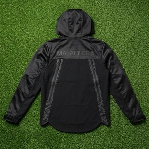 Veste softshell noire à capuche pour homme, fermeture éclair intégrale, veste coupe-vent décontractée pour sports de plein air, design à panneaux camouflage - Product Image 5