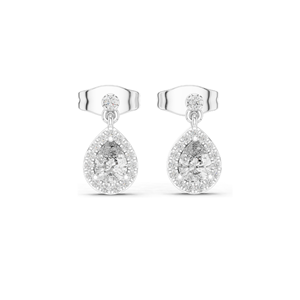 0.484 CT Lab <b>Diamond</b> Teardrop <b>Earrings</b> for Women Pear Halo Design VVS-VS EF Clarity 18KT, 14KT, 10KT Gold & 925 Silver - Product Image 2