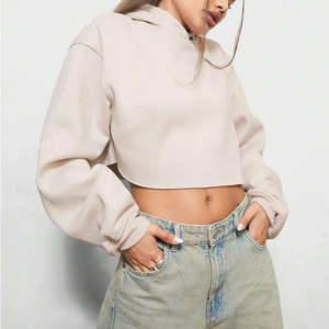 Custom Women <b>Crop</b> <b>Top</b> Hoodie Casual Women's Hoodies & Sweatshirts Pullover Cropped Oversize Hoodie for Woman - Product Image 2