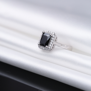 สีดําหิน CZ รูปสี่เหลี่ยมผืนผ้าคลัสเตอร์แหวนตุรกี Handcrafted ขายส่ง 925 เงินสเตอร์ลิงเครื่องประดับ - Product Image 4