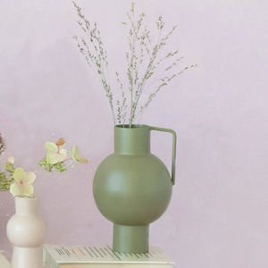 Vase en céramique vert mat moderne avec poignée, vase à fleurs minimaliste pour la maison, l'hôtel, la table de restaurant, vente en gros - Product Image 3