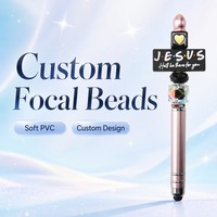 Perles focales personnalisées en PVC souple/silicone pour stylos, breloques, bracelets à perles DIY et fabrication de porte-clés - Thème Foi
