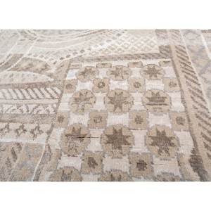 Tapis Khidki LRB-13017 en laine et soie de bambou noué à la main, couleur ivoire, motif puzzle rectangulaire original pour la maison - Tapis de salon, couloir - Product Image 3