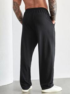 Pantalon d'entraînement décontracté coupe ajustée pour hommes, jogging en molleton de coton respirant, vêtements de sport imprimés avec cordon de serrage pour l'hiver, grande taille - Product Image 3