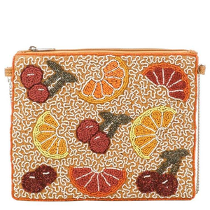 Sac à fermeture éclair miniature en broderie artisanale ivoire avec des perles dorées et un design de perles fantaisie, look indien - Product Image 2