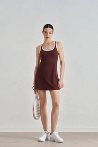 Vestido de tenis de golf con cuello en U de secado rápido para mujer con pantalones cortos incorporados, ropa deportiva cómoda transpirable - Product Image 6