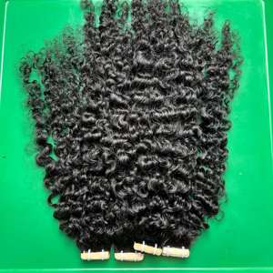 Extensiones de cabello natural vietnamita Cinta rizada birmana cruda-En sin enredos Sin desprendimiento con color de cabello natural - Product Image 5