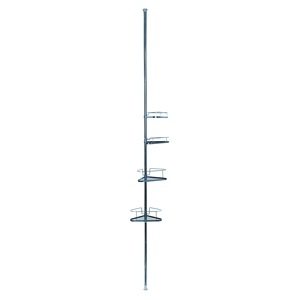 Mensola doccia telescopica in metallo MSV con 4 ripiani colore argento 25,5 x 32,5 x 250 cm - Product Image 1