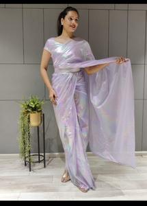 Tela de seda de arcoíris importada para mujer, diseño indio listo para fiesta, Saree de un minuto, calidad de exportación asegurada - Product Image 5