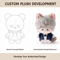 Peluche personnalisée en forme d'oreilles de chat gris de 10 cm, jouet en peluche doux et mignon, OEM ODM, vente en gros, cadeau