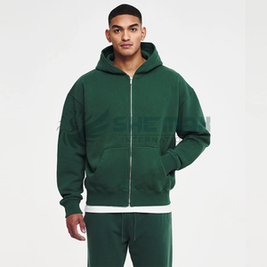 เสื้อฮู้ดมีซิปสำหรับผู้ชายผ้าฟลีซซับในไซส์ XS ผ้าฝ้ายพิมพ์ลายสีพื้น - Product Image 5