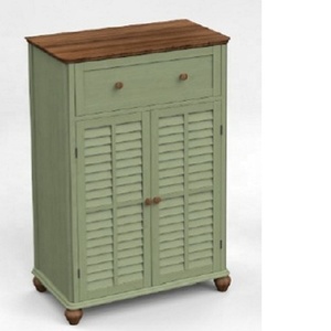 LAVITA KD Armario para Toallas de 2 Puertas, Acabado Desgastado, Color Verde, Madera, Estilo Victoriano, Taburete Plegable para el Hogar, Otomana, Certificado BSCI, Vietnam - Product Image 1