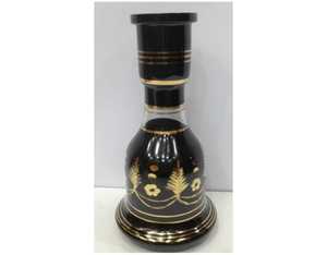 Jarrones de Vidrio Negro Decorados con Oro de 24 Quilates, Pintados a Mano, de Lujo, Estilo Egipcio Farida, con Grabado Profundo, para Fumar Shisha - Product Image 5
