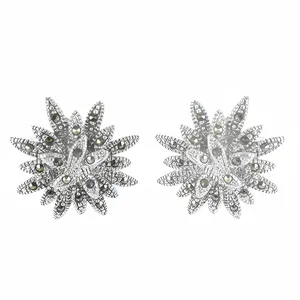 "Women's Trendy/Vintage Religious Flower Brass/Copper <b>Stud</b> <b>Earrings</b> for Party/Heart/Star Designs" - Product Image 3