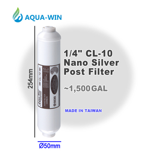 AQUA-WIN Nano-Silver Activated Carbon Inline <b>Water</b> <b>Filter</b> 1/4" for Household Commercial Use 0.75GPM Flow Rate 1,500 GAL Service - Product Image 1