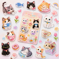 Autocollants pour enfants, impression personnalisée, autocollants décoratifs 3D mignons, autocollants transparents créatifs, autocollants kawaii, autocollants de dessin animé pour chatons