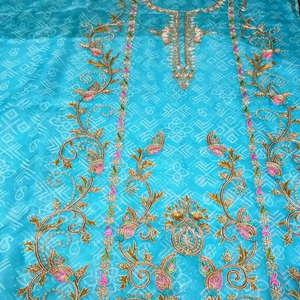 Organza de créateur moderne brodé à la main sans couture Salwar Kameez indien tendance pour les fêtes traditionnelles des femmes - Product Image 1