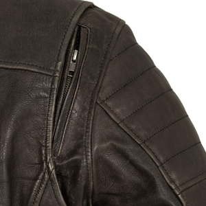 Veste en cuir de vachette véritable pour hommes rembourrée sur mesure au design vieilli pour motards et motocyclettes - Product Image 2