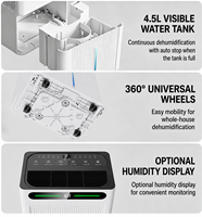 Déshumidificateur portable à compresseur OEM 40L/jour, contrôle par application WiFi, couverture de 1500 pieds carrés, usage domestique et commercial, haute capacité