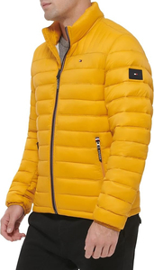 OEM personalizado de los hombres de la chaqueta de invierno de estilo de la calle de dos tonos de bloque de color acolchado de la burbuja de tela con capucha logotipo frontal de la cremallera - Product Image 2