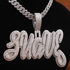 Colgante de Placa con Nombre Personalizado en Plata 925, Cadena con Nombre Personalizada, Regalo Personalizado, Colgante con Letras de Moissanita, Joyería Hip Hop con Incrustaciones - Product Image 6