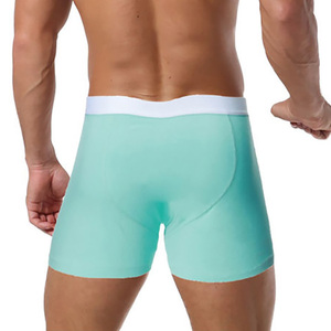 Calzoncillos bóxer de algodón de talla grande para hombre con logotipo personalizado con cintura cómoda, ropa interior masculina transpirable de Color sólido para uso diario - Product Image 3