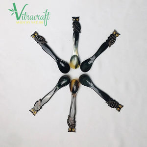 ช้อนฮอร์นที่มีด้ามจับรูปนกฮูกที่ไม่ซ้ำกันช้อนฮอร์นช้อนกาแฟช้อนชาช้อนตกแต่งโต๊ะอาหารด้วยวิธีที่หรูหราของขวัญที่ไม่ซ้ำกันเวียดนามทำด้วยมือ - Product Image 1