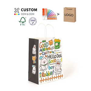 Món Quà Sinh Nhật Biểu Tượng Tùy Chỉnh Cán Cổ Điển Mua Sắm Tote Túi Tái Chế Thân Thiện Với Môi Chất Lượng Cao Kraft Giấy Bông Sợi Dây Thừng Tiện Dụng - Product Image 2