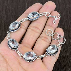 Faceted Crystal <b>Bracelet</b> 925 Sterling Silver Boho Handmade Gemstone Jewelry Statement Gift For Women - Product Image 5