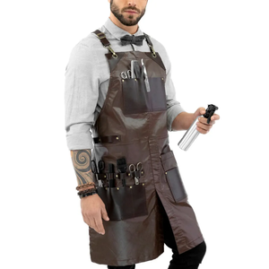 Tablier en cuir véritable de qualité supérieure, réglable, pour barbier, chef, usage intensif - Product Image 1