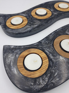 Jars à bougies et support de bougie de Noël en bois faits à la main, style moderne, écologiques, pour la décoration de la maison de luxe - Product Image 6