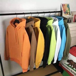 2025ฮู้ดลำลองผ้าฟลีซผ้าฝ้าย100% แบบเรียบๆมีฮู้ดสีพื้นสำหรับผู้ชาย - Product Image 5