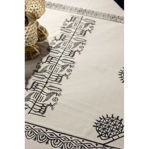 Mantel Cuadrado Étnico de Algodón Hitit de 155x155cm, Cubierta Decorativa para Mesa de Comedor con Encaje Tejido para Uso Doméstico - Product Image 5