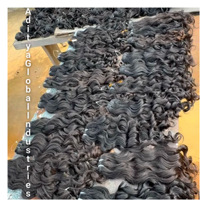 Extensions de Cheveux Humains Indiens Naturels Bouclés Bruts Naturels Couleur Naturelle Non Transformés Machine Double Trame Double Dessiné Paquets de Cheveux Épais - Product Image 4