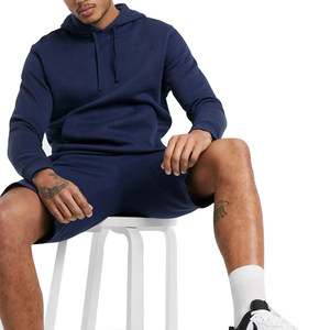 <b>Men's</b> Premium Quality Cotton <b>Men's</b> Pullover Hoodie and Short Breathable Set Custom French for Summer <b>Men</b> Hoodies Short Set - Product Image 4