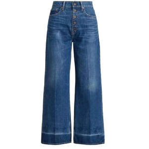 กางเกงยีนส์ทรงหลวมเอวสูงสำหรับผู้หญิง ราคาขายส่ง มีหลายกระเป๋า ผ้ายีนส์ฟอกสี ทรงขากว้าง - Product Image 2