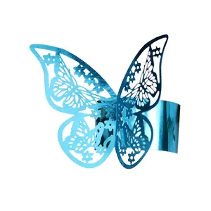 蝴蝶设计西餐厅情人节多色创意爱心花餐巾纸戒指，用于婚礼和家居装饰