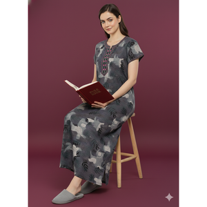 Chemise de nuit longue en spandex tissé pour femme avec poche latérale et tissu respirant - Confortable pour un usage quotidien - Product Image 2