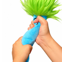 Jouet pour chien en peluche longue texturée, motif monstre amusant, avec couineur et papier froissé, lavable, pour la mastication et les jeux de traction